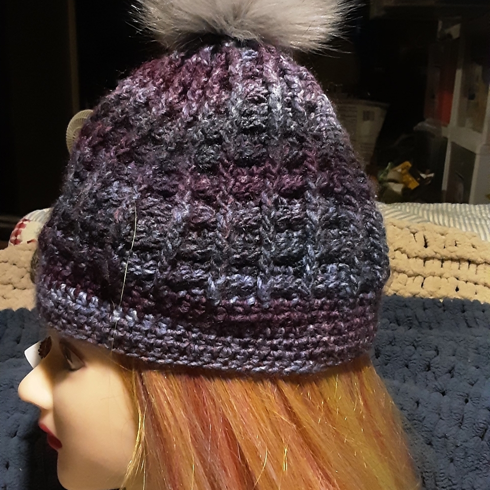 Hand crocheted acrylic waffle Stitch beanie